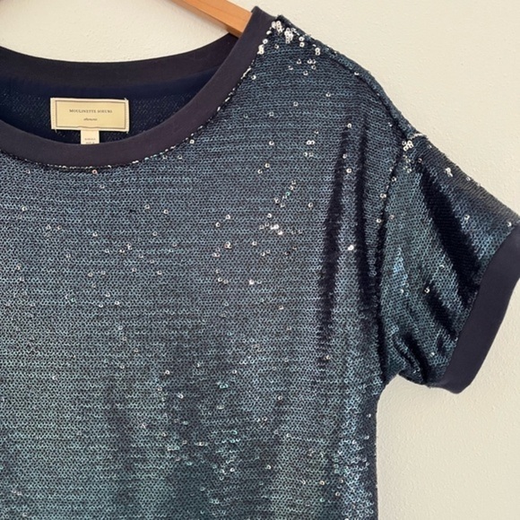 ANTHRO Moulinette Soeurs Interstella Blue Sequin Midi Shift Dress size XS - Picture 2 of 10